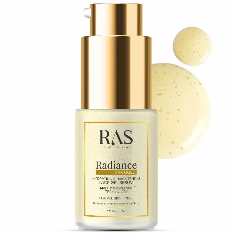 RAS Luxury Oils Radiance 24K Gold Brightening 8 in 1 Face Gel Serum, 15 ml-1.webp